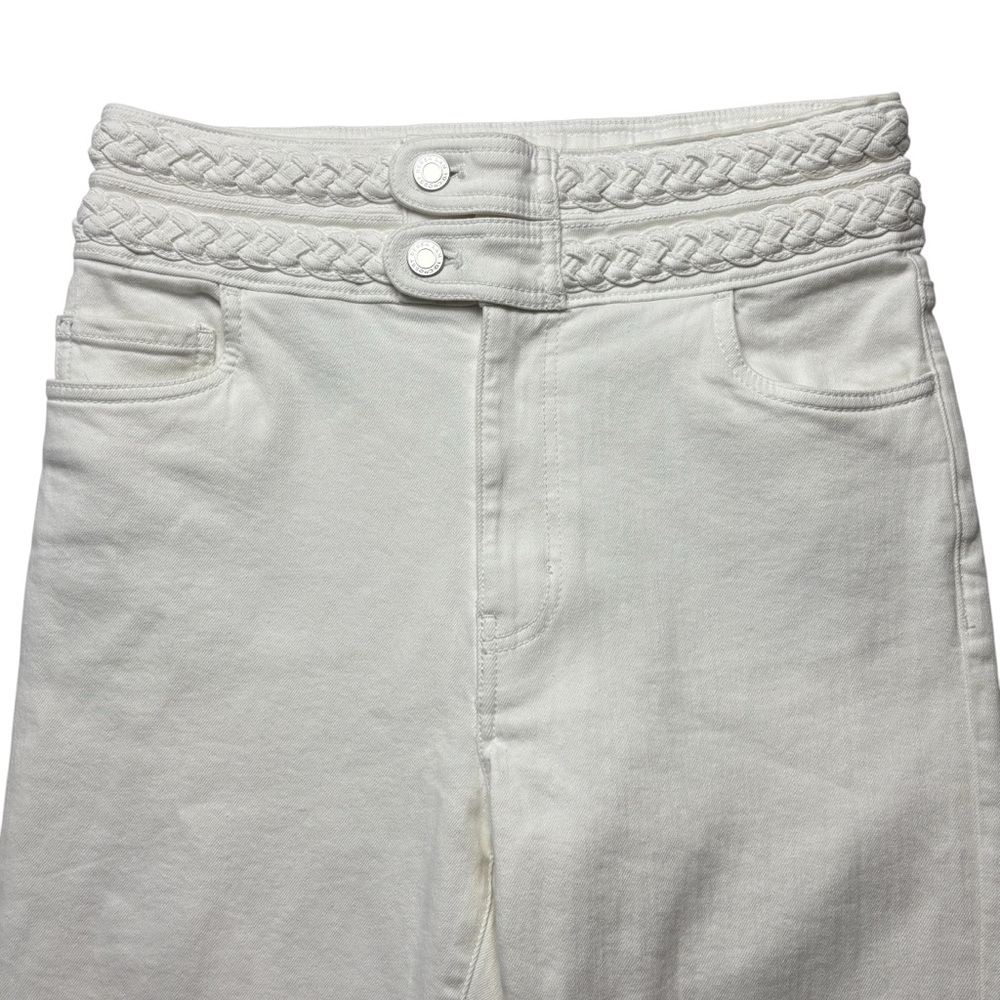 NWT Derek Lam 10 Crosby Harlow Braided High-Rise Flare Ankle Jeans Ecru 28 - Picture 5 of 15